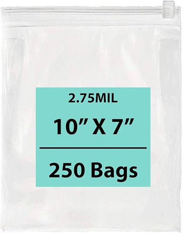 10X7 inches Resealable Poly Bags With Slide Seal 2.75 Mil (LDPE)